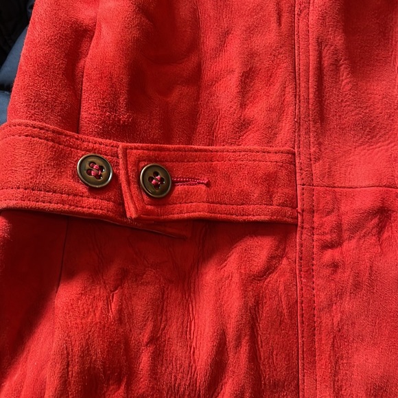 Amazing vintage orange Leather suede jacket trench - Picture 7 of 7